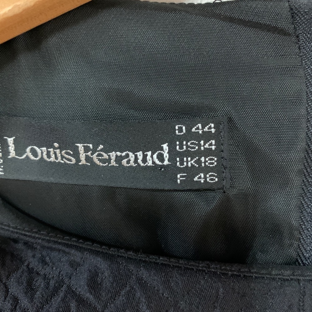 Louis Feraud Black Silk Velvet Wool Midi Dress 14 - Picture 3 of 7